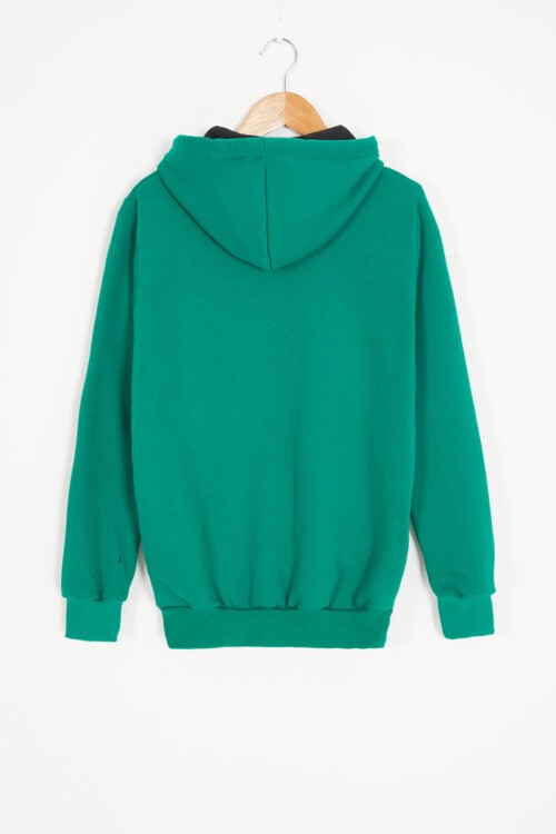 Yeşil Polarlı Kanguru Cepli Çocuk Kapüşonlu Sweatshirt 17044