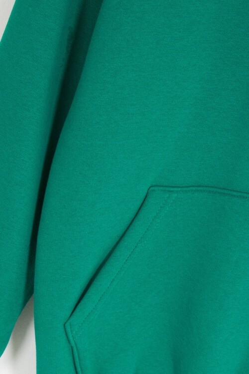 Yeşil Polarlı Kanguru Cepli Çocuk Kapüşonlu Sweatshirt 17044