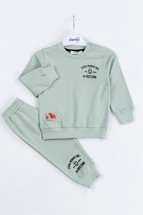 Yeşil Robot Baskılı Erkek Bebek Eşofman Takımı 16632