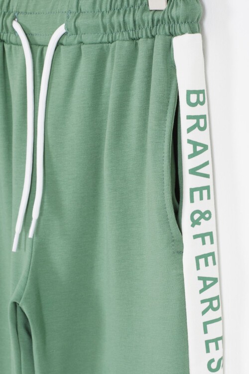 Yeşil Şerit Yazılı Payetli Kız Çocuk Eşofman Takımı 17133