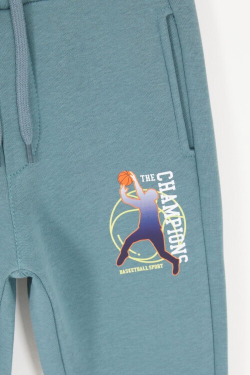 Yeşil Street Baskılı Erkek Çocuk Şardonlu Eşofman Takımı 16959