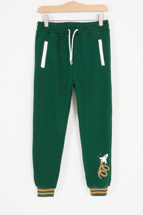 Yeşil Uzay Temalı Şardonlu Erkek Çocuk Kolej Eşofman Takımı 17078