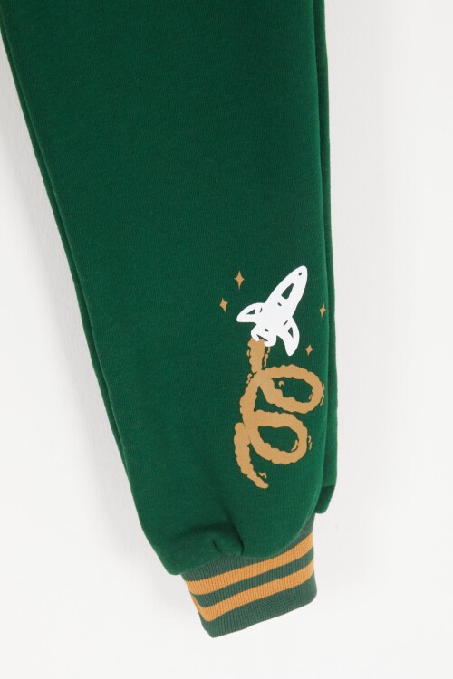 Yeşil Uzay Temalı Şardonlu Erkek Çocuk Kolej Eşofman Takımı 17078