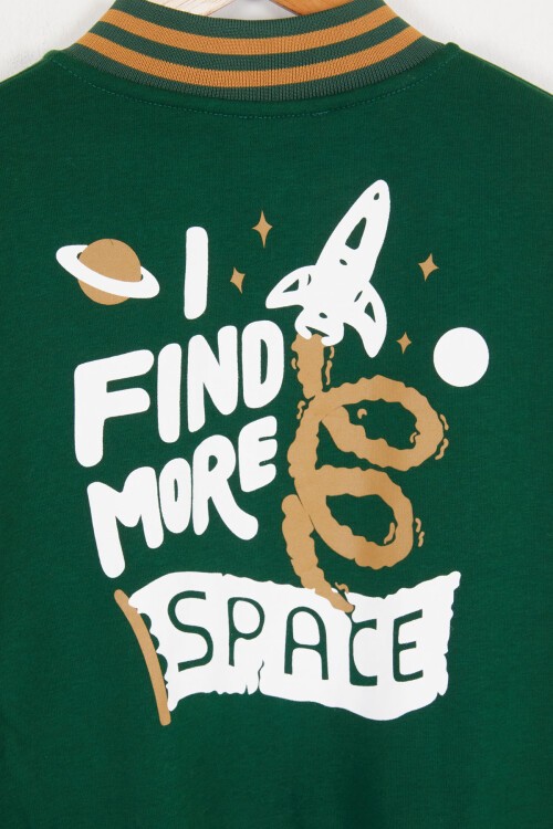 Yeşil Uzay Temalı Şardonlu Erkek Çocuk Kolej Eşofman Takımı 17078