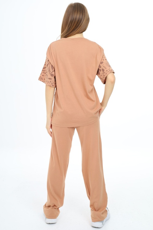 Açık Kahverengi Kaplan Desenli Kız Çocuk Takım 17911