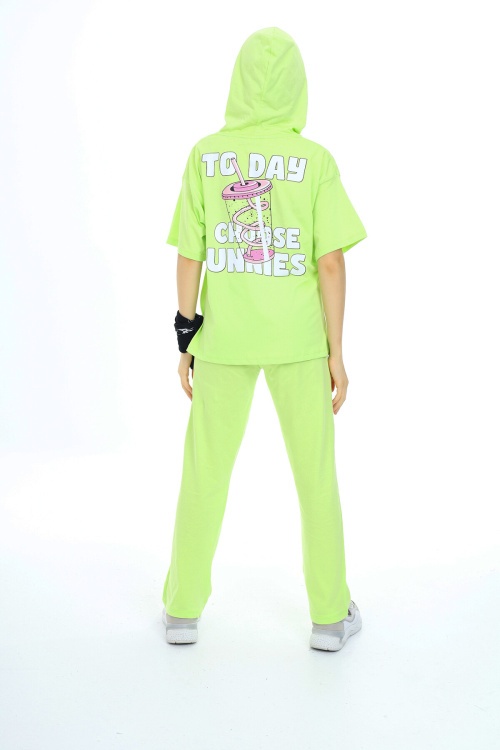 Açıkyeşil Karakter Baskılı Kız Çocuk Takım 17845