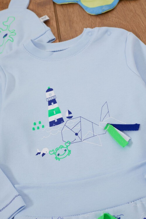 Balık Baskılı Badili Erkek Bebek Takımı 17370