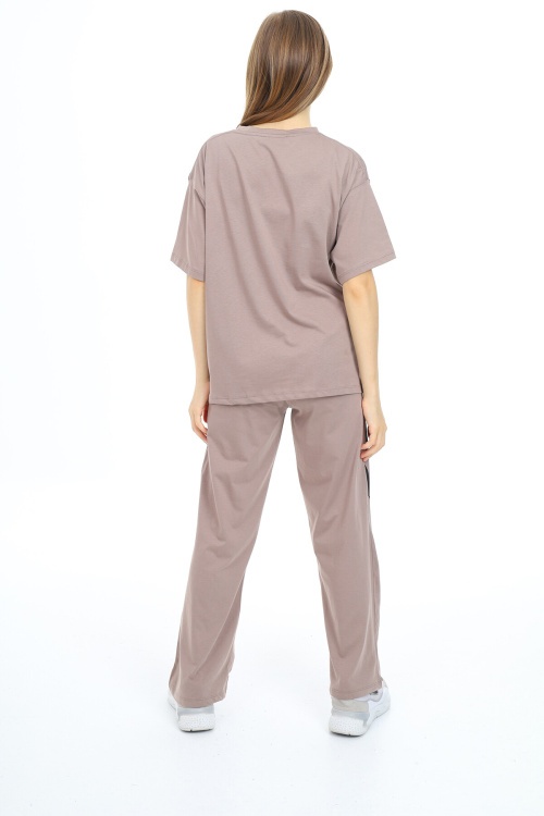 Bej Kalp Baskılı Kız Çocuk Takım 17891