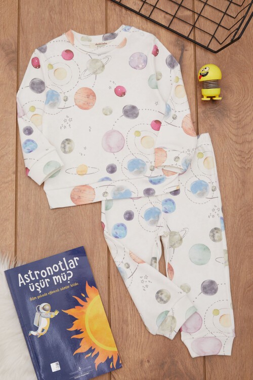 Beyaz Gezegen Baskılı Erkek Bebek Eşofman Takımı 17459