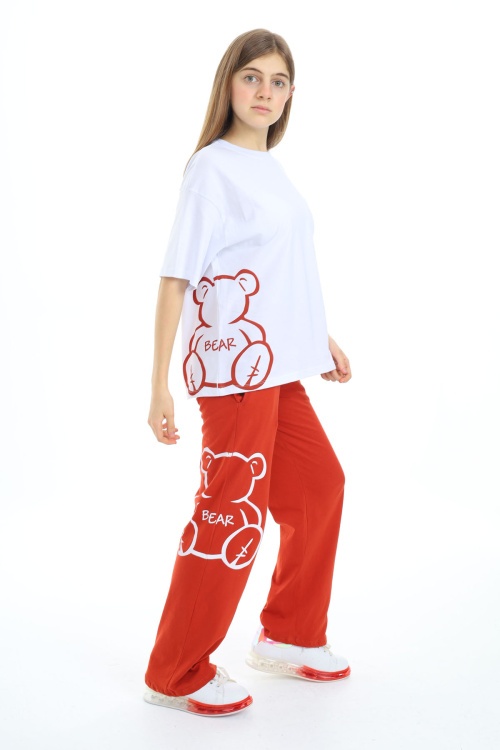 Beyaz Karakter Baskılı Kız Çocuk Takım 17864