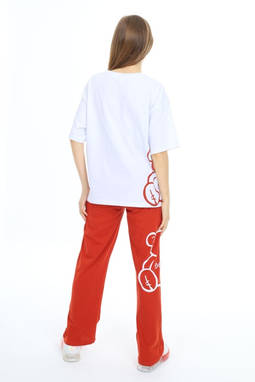 Beyaz Karakter Baskılı Kız Çocuk Takım 17864