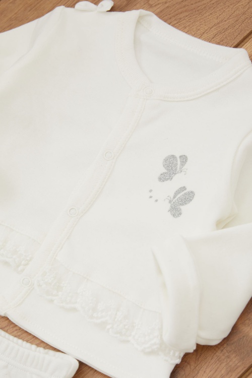 Beyaz Kelebek Baskılı 8li Bebek Hastane Çıkışı Seti 16910