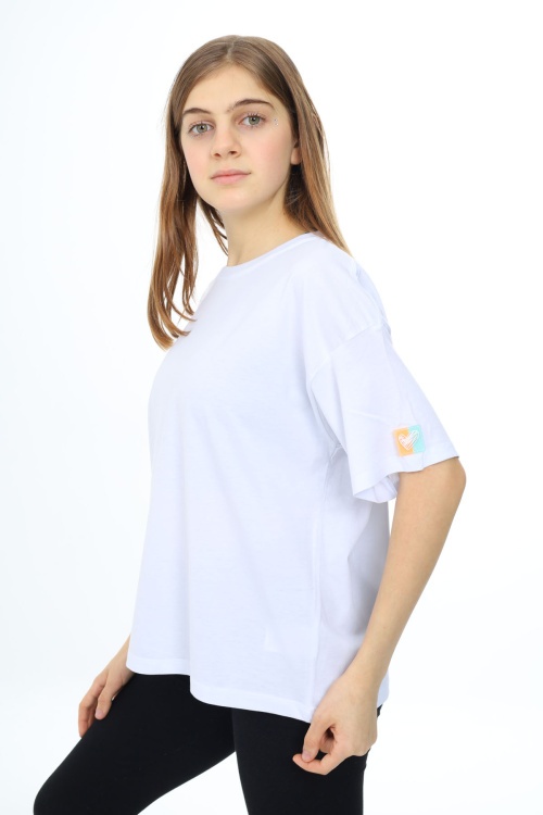Beyaz Kısa Kollu Basic Kız Çocuk T-shirt 17772