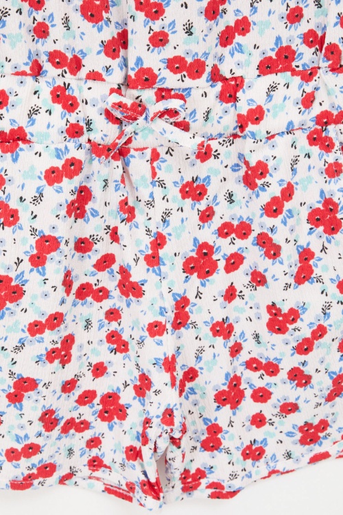 Çiçek Desenli Askılı Kız Çocuk Tulum 17669