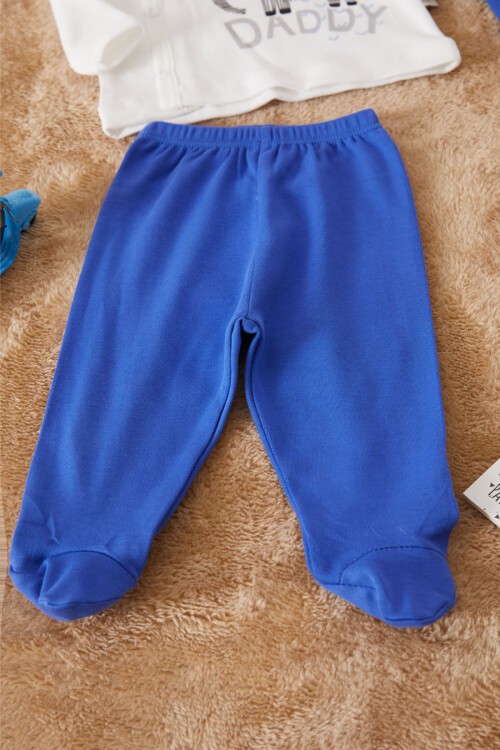 Ekru Fil Baskılı Patikli Erkek Bebek 5li Zıbın Takımı 17505