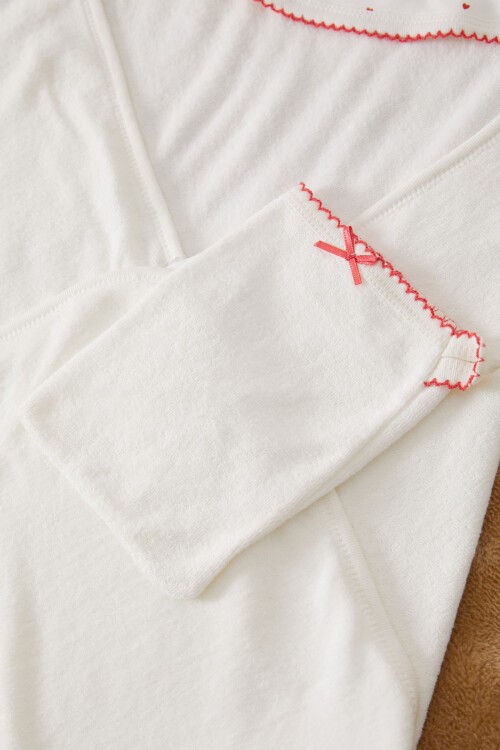 Ekru Kalpli Dino Baskılı Keseli Kız Bebek Havlu 17489