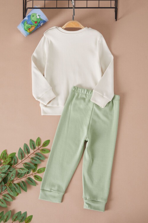 Ekru Little Dinozor Baskılı Erkek Bebek Takımı 17401