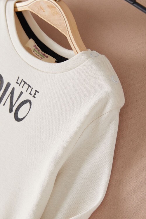 Ekru Little Dinozor Baskılı Erkek Bebek Takımı 17401