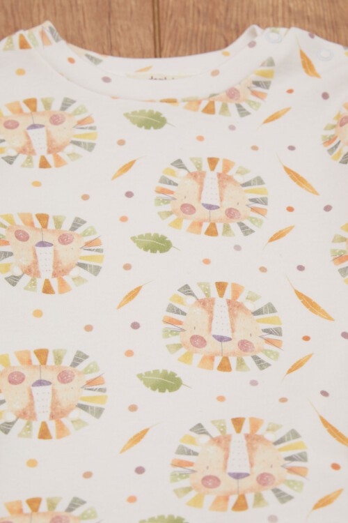 Ekru Yaprak Desenli Erkek Bebek Eşofman Takımı 17462