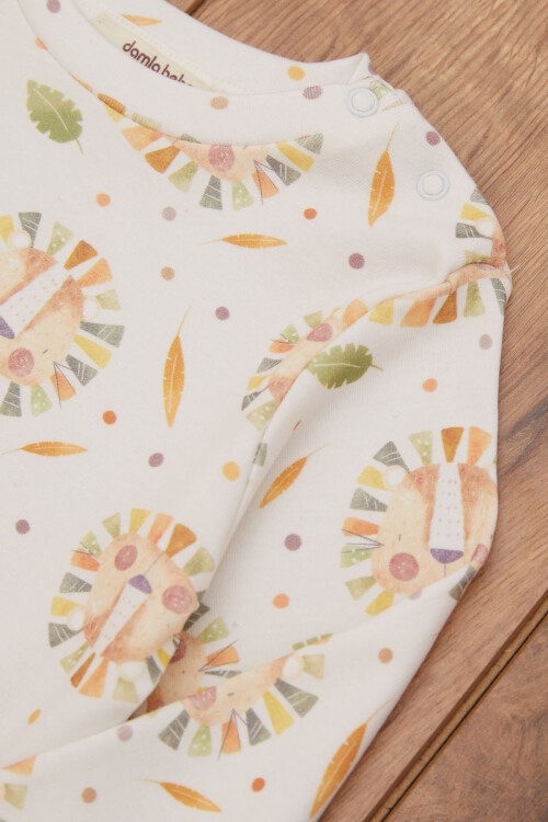 Ekru Yaprak Desenli Erkek Bebek Eşofman Takımı 17462