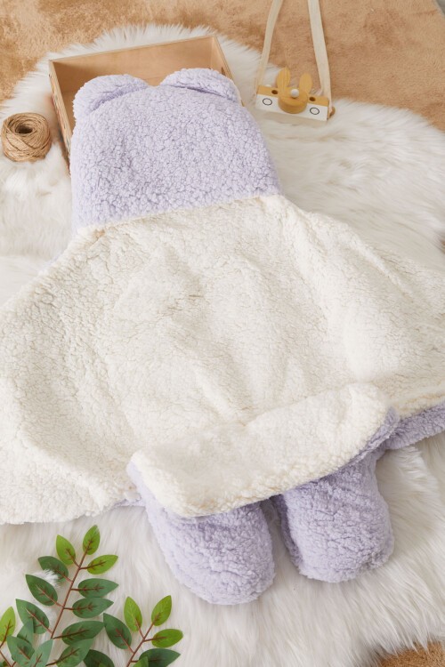 Erkek Bebek Mavi Kulaklı Peluş Kundak 17486