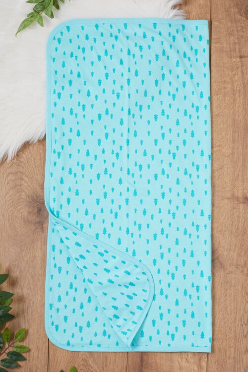 Erkek Bebek Turkuaz Çam Ağacı Desenli Battaniye 17378