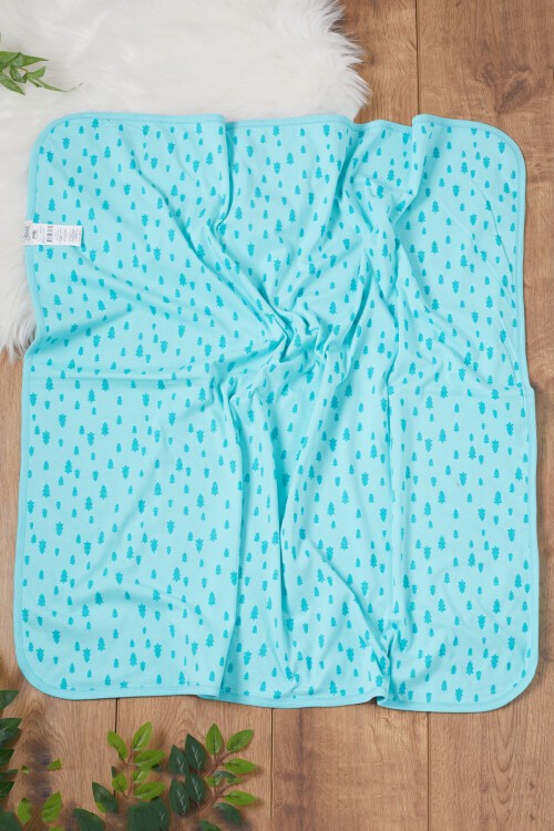 Erkek Bebek Turkuaz Çam Ağacı Desenli Battaniye 17378