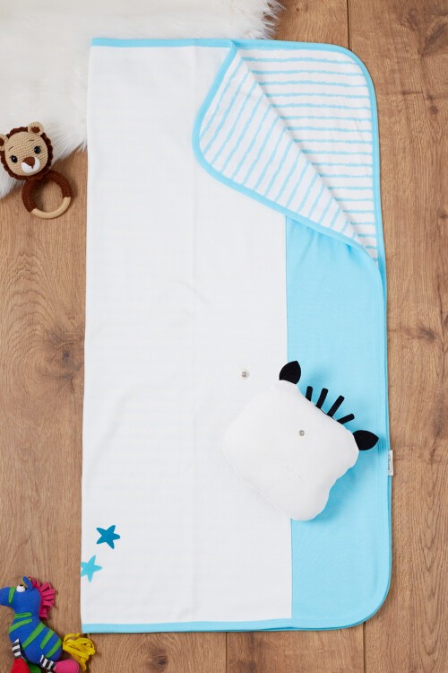 Erkek Bebek Zebra Baskılı Yastıklı Battaniye 17376