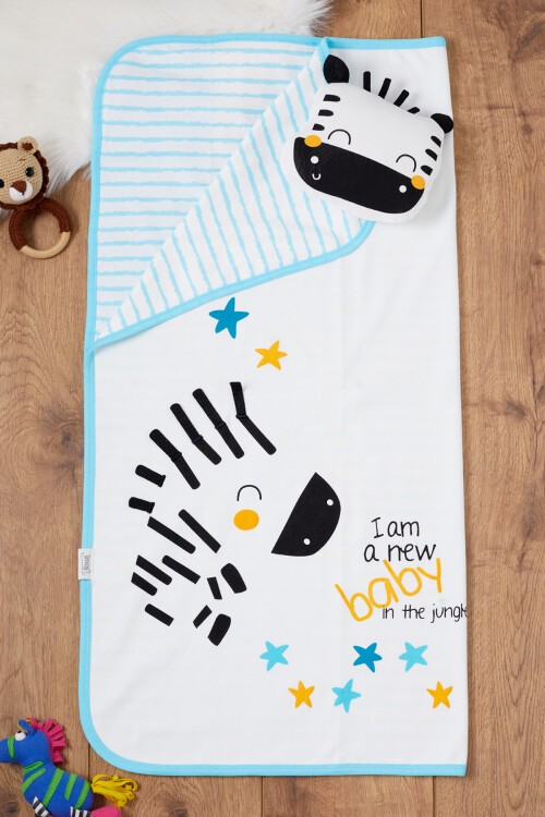 Erkek Bebek Zebra Baskılı Yastıklı Battaniye 17376