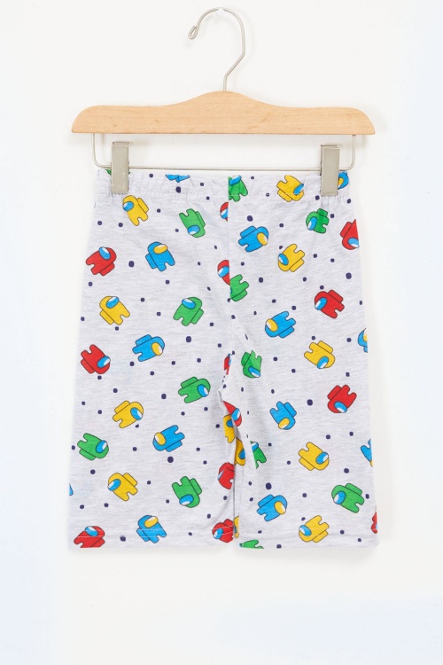 Erkek Çocuk Gri Baskılı Kapri 17698