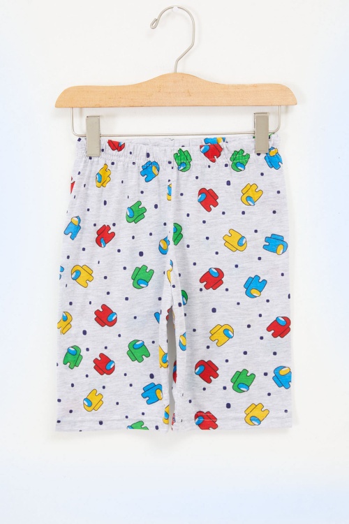 Erkek Çocuk Gri Baskılı Kapri 17698