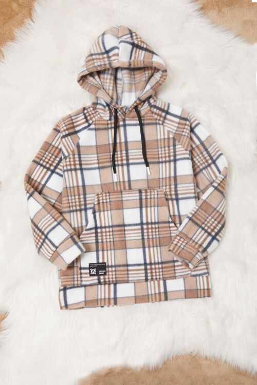 Erkek Çocuk Kahverengi Ekose Desenli Polar Sweatshirt 16667