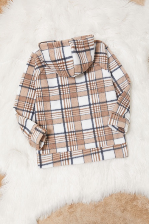 Erkek Çocuk Kahverengi Ekose Desenli Polar Sweatshirt 16667