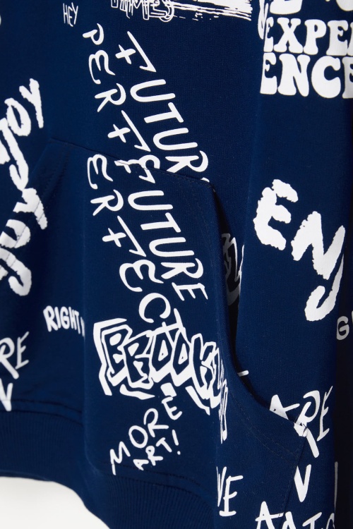 Erkek Çocuk Yazı Baskılı Kapşonlu Sweatshirt 4-14Yaş 14020