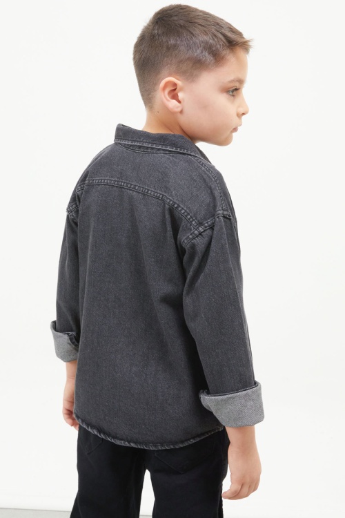 Füme Armalı Kot Ceketli Tişört Erkek Çocuk 2li Takım 17642