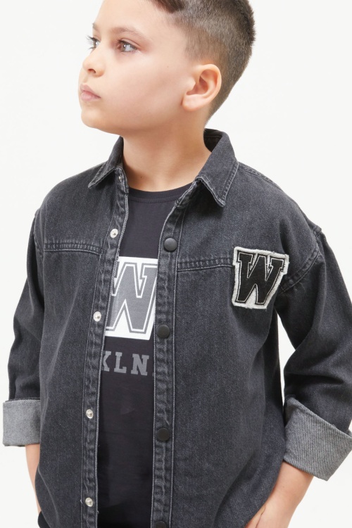 Füme Armalı Kot Ceketli Tişört Erkek Çocuk 2li Takım 17642