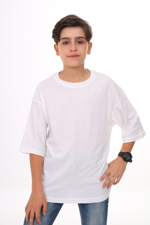 Füme - Beyaz Düz Bisiklet Yaka 2li Erkek Tişört 18043