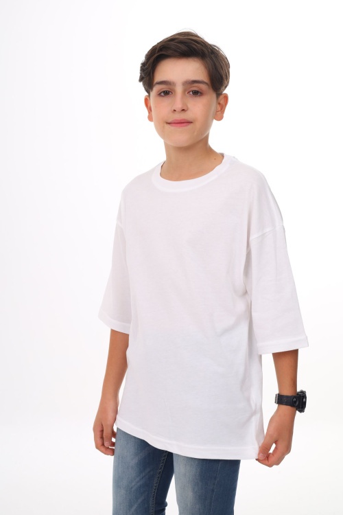 Füme - Beyaz Düz Bisiklet Yaka 2li Erkek Tişört 18043