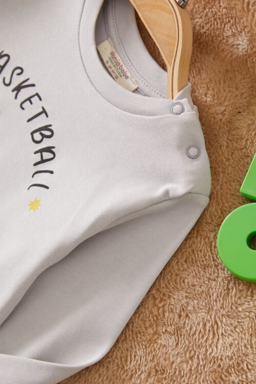 Füme Dinozor Baskılı Basketball Yazılı Erkek Bebek Takım 17539