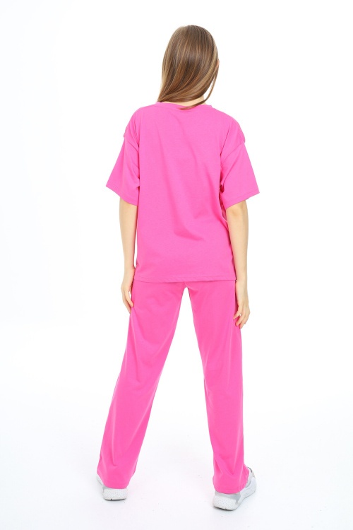 Fuşya Kalp Baskılı Kız Çocuk Takım 17890