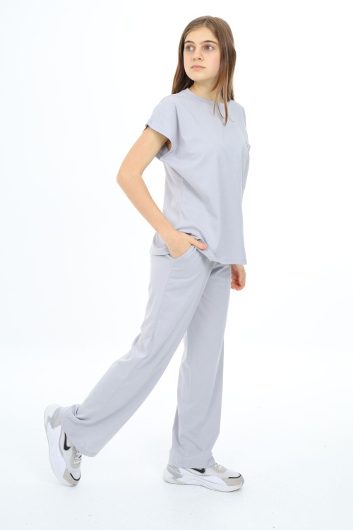 Gri Cep Detaylı Kız Çocuk Takım 17919