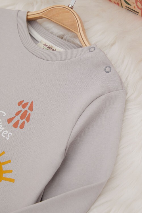 Gri Güneş Baskılı Kız Bebek Takımı 17412