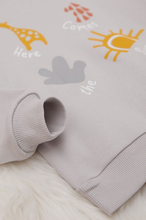 Gri Güneş Baskılı Kız Bebek Takımı 17412