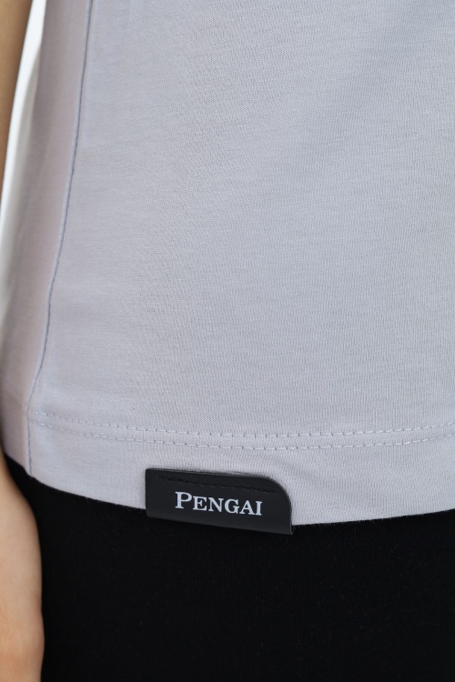 Gri Kalp Kabartmalı Bisiklet Yaka Kız Tişört 17793