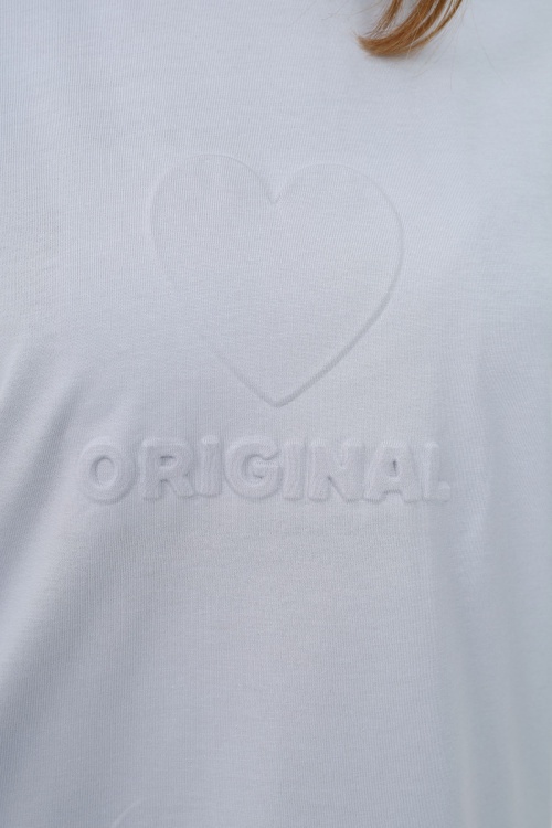 Gri Kalp Kabartmalı Bisiklet Yaka Kız Tişört 17793