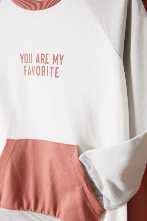 Gri Kanguru Cepli Şeritli Erkek Çocuk Eşofman Takımı 17544