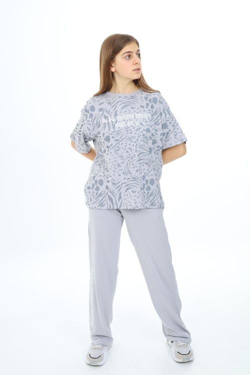 Gri Kaplan Desenli Kız Çocuk Takım 17907