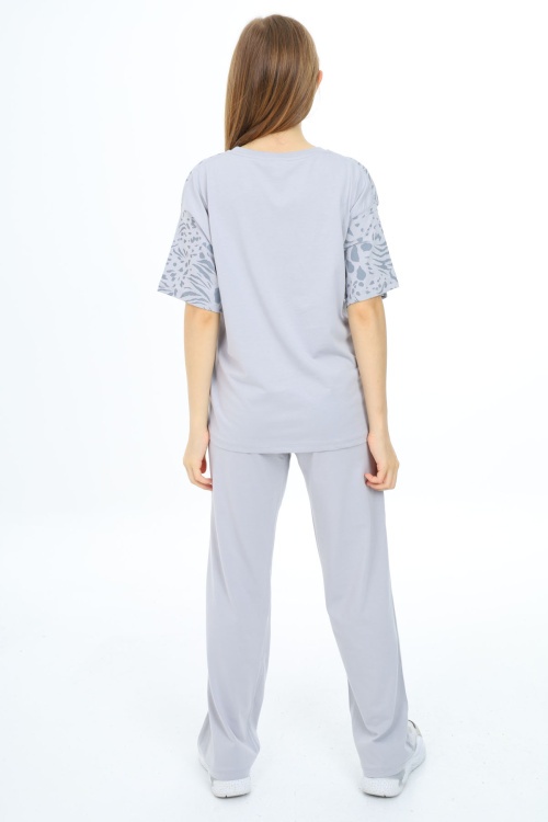 Gri Kaplan Desenli Kız Çocuk Takım 17907