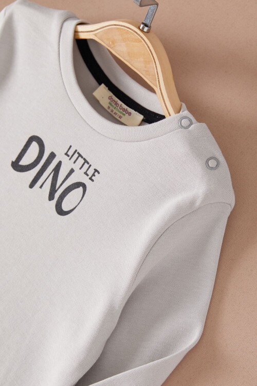 Gri Little Dinozor Baskılı Erkek Bebek Takımı 17403