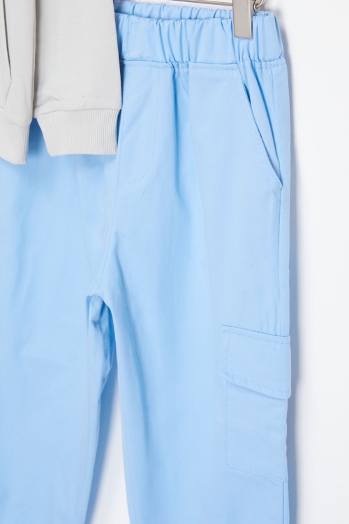 Gri Yazı Baskılı Kargo Cepli Pantolonlu Erkek Çocuk Takım 17436